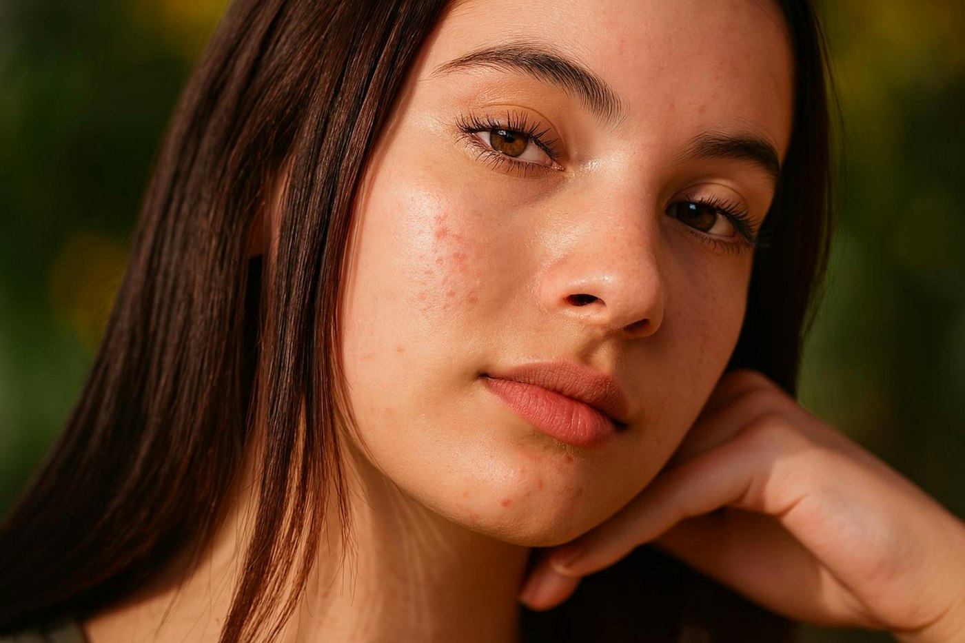 Young woman with acne-prone skin considering acne treatment in Orlando