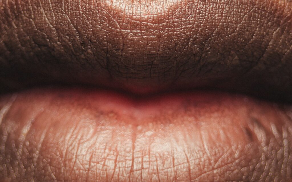 Close-up of soft, natural-looking lips